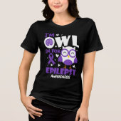 Epilepsie-Bewusstsein Süße Eule Geschenk Tri-Blend Shirt (Vorderseite)