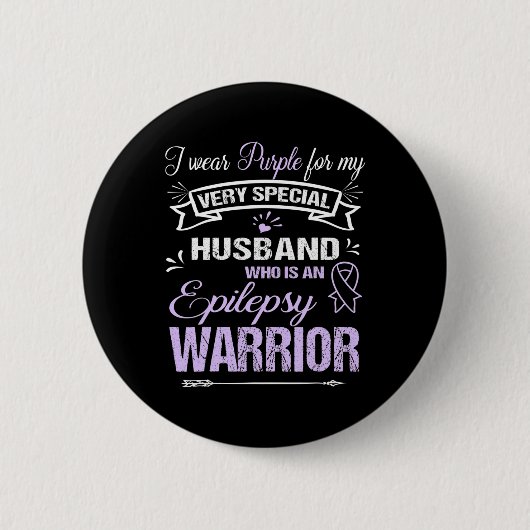 Epilepsie Bewusstsein Unterstützung Husband Warrio Button (Vorderseite)