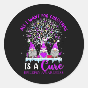 Epilepsie-Bewusstseins-Ornament Weihnachtsbaum-Gno Runder Aufkleber