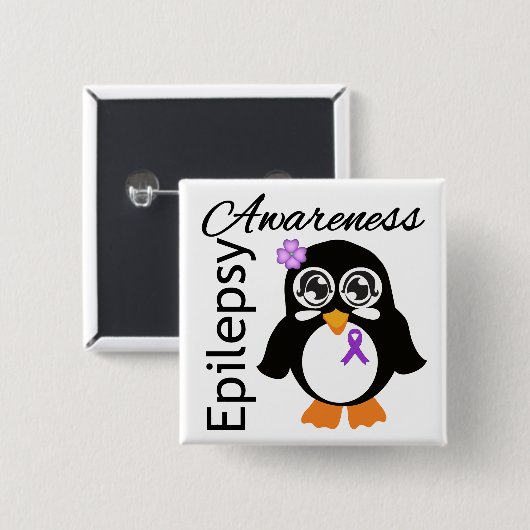 Epilepsie-Bewusstseins-Pinguin Button (Vorne & Hinten)