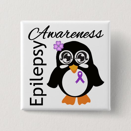 Epilepsie-Bewusstseins-Pinguin Button (Vorderseite)
