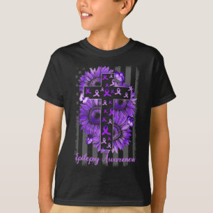 Epilepsie Bewusstseinsförderer Warrior Sunflower T-Shirt