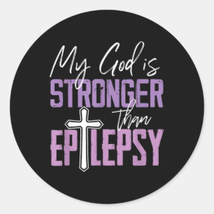 Epilepsie Bewusstseinsribbon Mein Gott ist stärker Runder Aufkleber