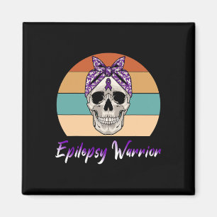 Epilepsie Krieger Vintage Schädel Lila Band Epile Magnet