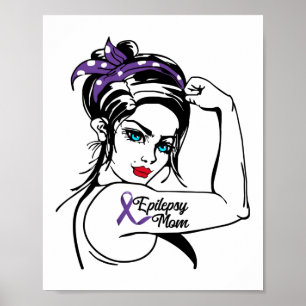 Epilepsie Mama Bewusstsein Rosie Riveter Ribbon Poster