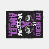 Epilepsie Ribbon mein Held ist jetzt mein Engel Ep Fleecedecke (Vorderseite (Horizontal))