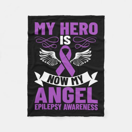 Epilepsie Ribbon mein Held ist jetzt mein Engel Ep Fleecedecke (Vorderseite)