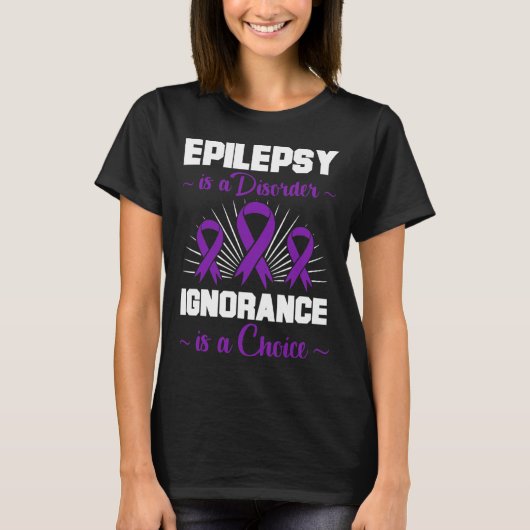 Epilepsie Warrior Epileptic Day Lila Ribbon Epilep T-Shirt (Vorderseite)