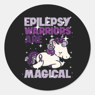 Epilepsie Warrior Epileptic Day Lila Unicoron Lieb Runder Aufkleber