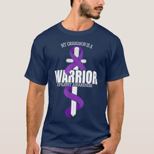 Epilepsie Warrior Grandson Epilepsie Bewusstsein T-Shirt (Vorderseite)