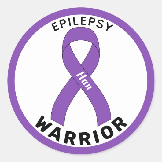 Epilepsie Warrior Ribbon White Round Sticker (Vorderseite)