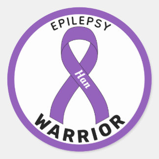 Epilepsie Warrior Ribbon White Round Sticker