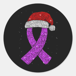 Epilepsie-Weihnachtsmütze Lila Bewusstseins-Schlei Runder Aufkleber