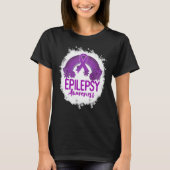 Epilepsy Awareness Bleached Rainbow Purple Ribbon T-Shirt (Vorderseite)