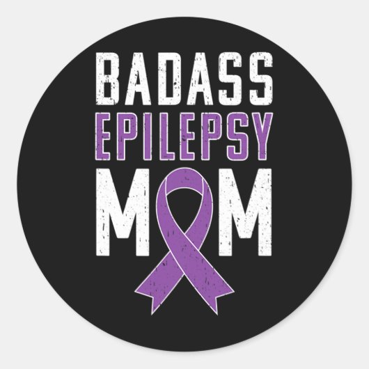 Epilepsy Awareness Byd Epilepsy Mom Purple Ribbon  Runder Aufkleber (Vorderseite)