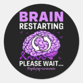 Epilepsy Awareness Funny Brain Restarting Please W Runder Aufkleber (Vorderseite)