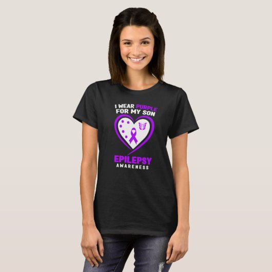 Epilepsy Awareness I Wear purple For My Son T-Shirt (Vorne ganz)