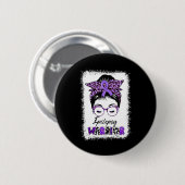Epilepsy Awareness Messy Bun Warrior Leopard Banda Button (Vorne & Hinten)