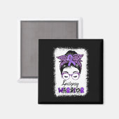 Epilepsy Awareness Messy Bun Warrior Leopard Banda Magnet (Vorderseite/Rückseite)