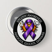 Epilepsy Awareness | Purple Awareness Ribbon Button (Vorne & Hinten)