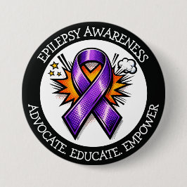 Epilepsy Awareness | Purple Awareness Ribbon Button