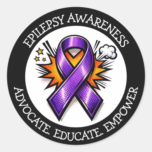 Epilepsy Awareness | Purple Awareness Ribbon Runder Aufkleber (Vorderseite)