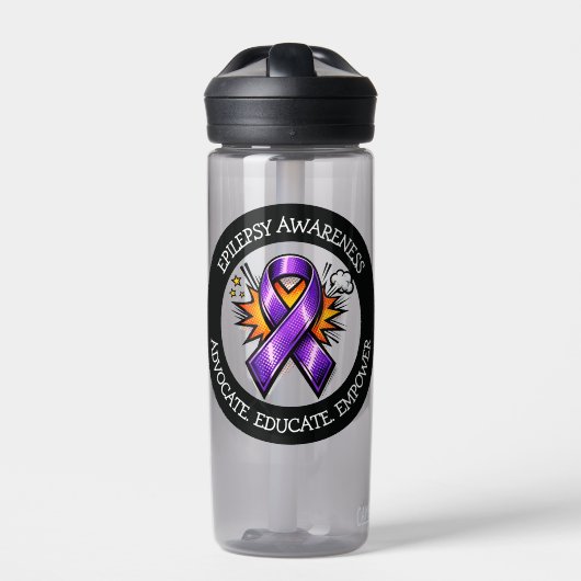 Epilepsy Awareness | Purple Awareness Ribbon Trinkflasche (Vorderseite)