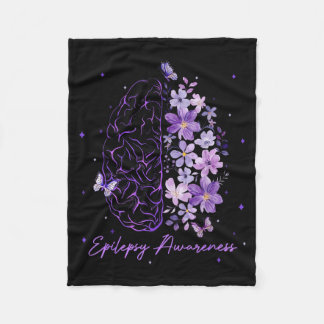 Epilepsy Awareness Purple Brain Flower Support Squ Fleecedecke