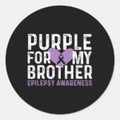 Epilepsy Awareness Purple For My Brother Ribbon  Runder Aufkleber (Vorderseite)