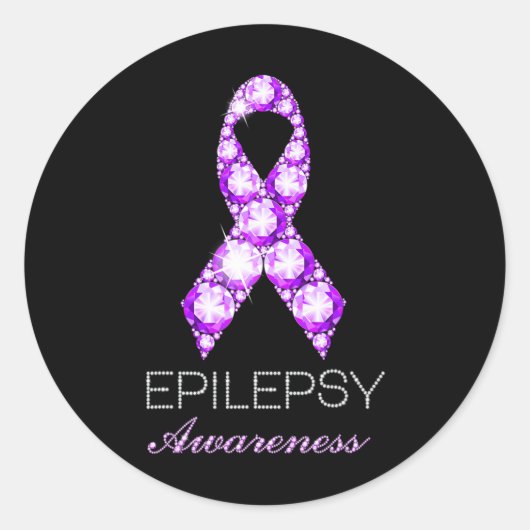 Epilepsy Awareness Purple Ribbon Epilepsy Awarenes Runder Aufkleber (Vorderseite)