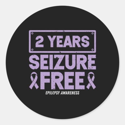 Epilepsy Awareness Ribbon 2 Years Seizure Free Runder Aufkleber (Vorderseite)