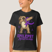 Epilepsy Awareness Sloth Dabbing Epileptic Epileps T-Shirt (Vorderseite)