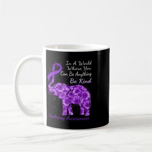 Epilepsy Awareness Sunflower Elephant Be Kind  Kaffeetasse (Links)