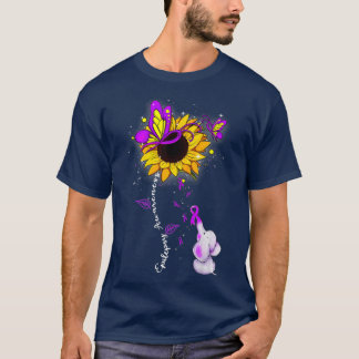 Epilepsy Awareness Sunflower Elephant Men Womens T-Shirt