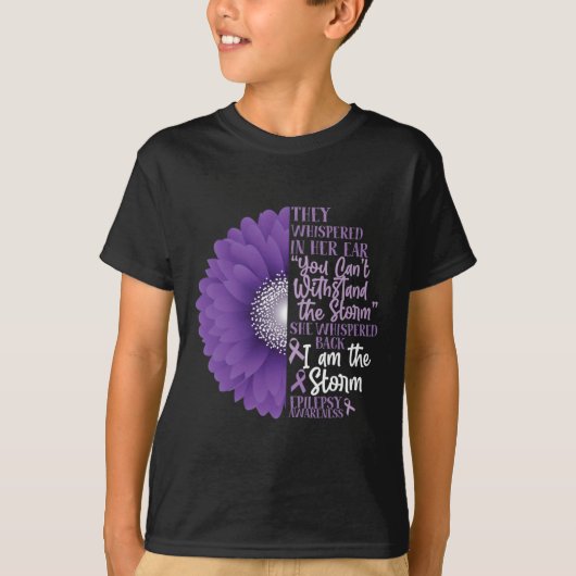 Epilepsy Awareness They Whispered In Her Ear Flowe T-Shirt (Vorderseite)