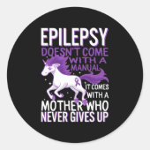 Epilepsy Awareness Unicorn Purple Ribbon Seizure D Runder Aufkleber (Vorderseite)