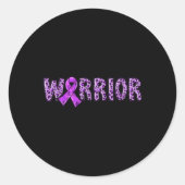 Epilepsy Awareness Warrior Purple Ribbon Leopard P Runder Aufkleber (Vorderseite)