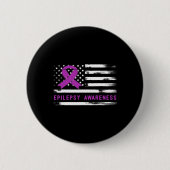 Epilepsy Awarness American Flag Purple Ribbon  Button (Vorderseite)