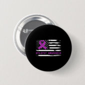 Epilepsy Awarness American Flag Purple Ribbon  Button (Vorne & Hinten)