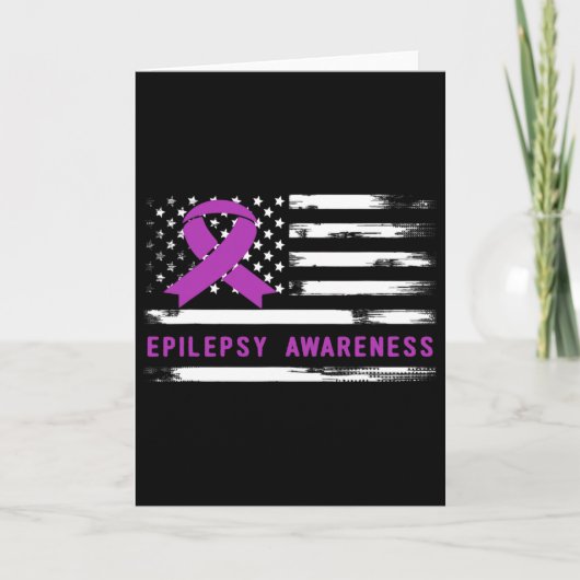 Epilepsy Awarness American Flag Purple Ribbon  Karte (Vorderseite)