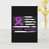 Epilepsy Awarness American Flag Purple Ribbon  Karte (Gelbe Blume)