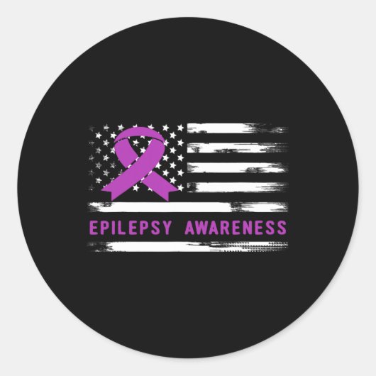 Epilepsy Awarness American Flag Purple Ribbon Runder Aufkleber (Vorderseite)