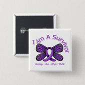 Epilepsy Butterfly I bin ein Überlebender Button (Vorne & Hinten)