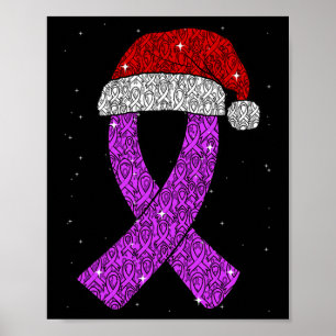 Epilepsy Christmas Hat Lila Bewusstsein Ribbon Sei Poster