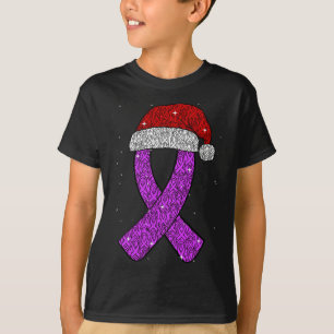 Epilepsy Christmas Hat Lila Bewusstsein Ribbon Sei T-Shirt