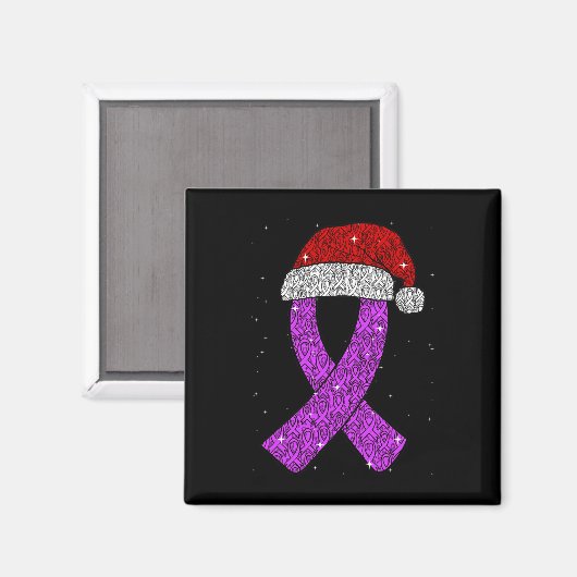 Epilepsy Christmas Hat Purple Awareness Ribbon Sei Magnet (Vorderseite/Rückseite)