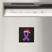 Epilepsy Christmas Hat Purple Awareness Ribbon Sei Magnet (In Situ (Geschirrspüler))