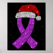 Epilepsy Christmas Hat Purple Awareness Ribbon Sei Poster (Vorne)