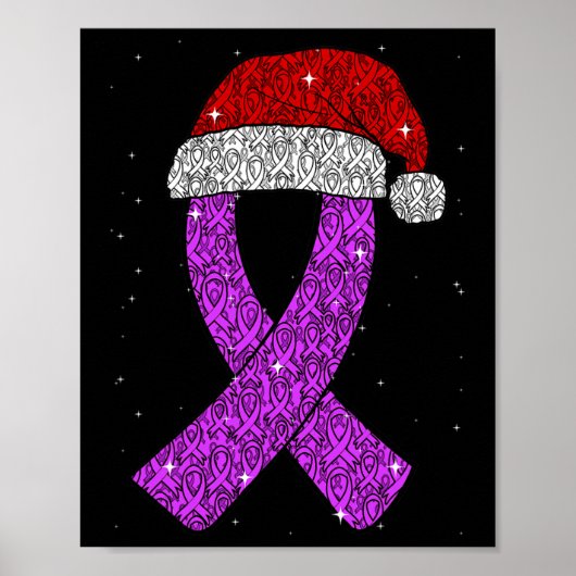 Epilepsy Christmas Hat Purple Awareness Ribbon Sei Poster (Vorne)