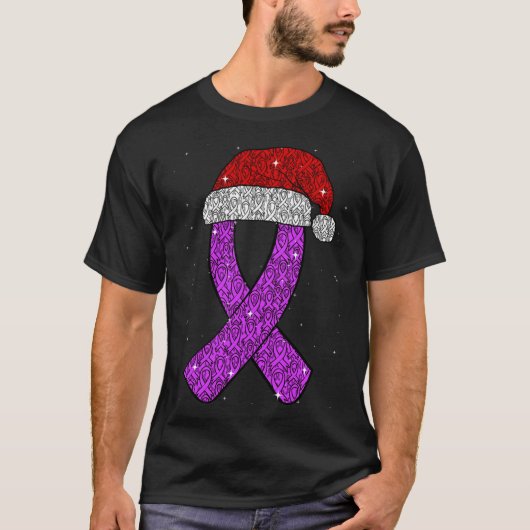 Epilepsy Christmas Hat Purple Awareness Ribbon Sei T-Shirt (Vorderseite)